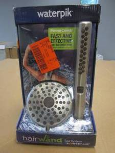 lot 880 image: Waterpik 12-spray 5 in. High PressureDual Shower Head and Handheld Shower Head in Brushed Nickel