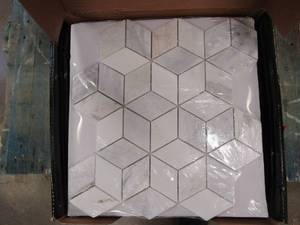 lot 808 image: MSI Arabescato Carrara Venato Cube 11.75 in. x 12 in. Mixed Marble Floor and Wall Tile (9.8 sq. ft.Case) (10 Sheets Per Case)