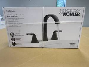 lot 862 image: KOHLER Cursiva 8 in. Widespread 2-Handle Bathroom Faucet in Matte Black
