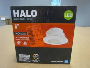 lot 867 image: Halo RA 6 in. Selectable CCT New Construction or Remodel Canless Recessed Adjustable Gimbal Integrated LED Kit (OPEN BOX)