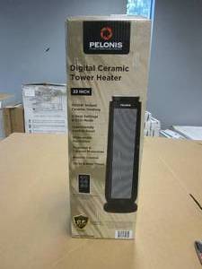 lot 873 image: Pelonis 23 in. 1500-Watt Digital Tower Ceramic Heater (OPEN BOX)