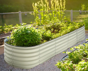 lot 898 image: VEIKOUS 17 in. H 9-in-1 Modular Metal Raised Garden Bed Kit, Pearl White