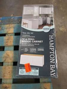 lot 901 image: Hampton Bay Avondale Shaker Alpine White Ready to Assemble Plywood 30 in x 12 in Wall Bridge Cabinet (30 in W x 12 in H x 12 in D) (OPEN BOX)