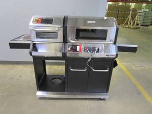 lot 916 image: Nexgrill Neevo 720 Plus Propane Gas Digital Smart Grill in Black with Air Fryer Oven (MISSING FLAVOR BARS, GRATES & DOOR FOR PROPANE TANK)