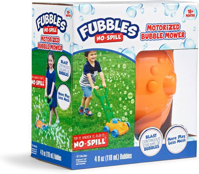 lot 14 image: FUBBLES NO SPILL MOTORIZED BUBBLE MOWER (includes 6 bubbles bottles)
