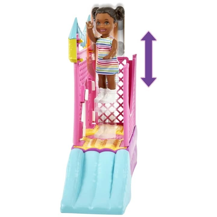 lot 39 image: Barbie Skipper Babysitters Inc. Bounce House Playset With Dolls & Accessories