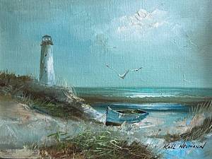 lot 1 image: Karl Neumann Signed Seascape Oil Painting