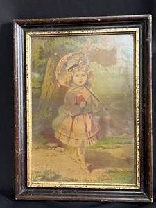 lot 8 image: Framed Angel Image, Girl in the Woods
