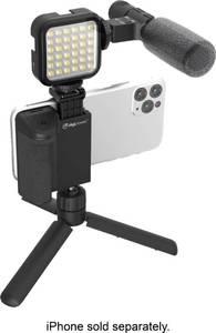 lot 1 image: Digipower - Follow ME Vlogging Kit for Phones and Cameras  Includes Microphone, LED light, Bluetooth remote, phone grip and tripod