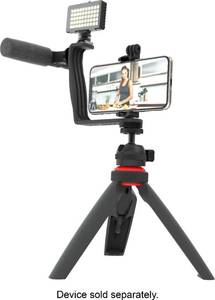 lot 25 image: Digipower - Phone Video Stabilizer Rig Kit with Microphone, Light diffuser and Mini tripod for iPhone, Samsung and Digital Cameras - Black