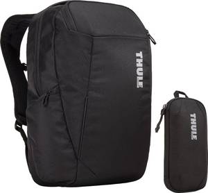 lot 52 image: Thule - Accent Backpack 23L Bundle for 15.6 Laptop w Subterra PowerShuttle, 10 Tablet Sleeve, SafeZone, & Water Bottle Holder - Black