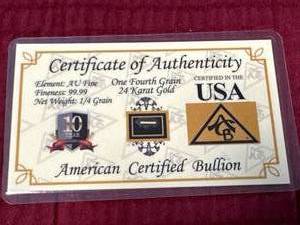 .999 24kt Gold � Grain Bar