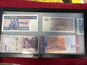 Foreign Currency Lot Under Glass
