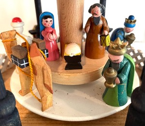lot 265 image: Wooden 3 Tier Pyramid Nativity Scene