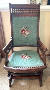 lot 20A image: Gorgeous Vintage Needlepoint Rocking Chair