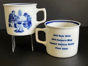 lot 41 image: Pair of Vintage Porsgrund 1972 Fathers Day Mugs - First Edition No. 72