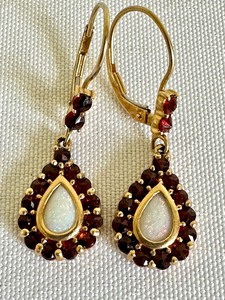 lot 40B image: 14k Opal and Garnet Earrings