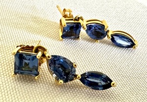 lot 45A image: Pair of 14K and Sapphire Earrings