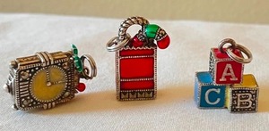lot 329 image: Three Mini Sterling Silver Christmas Charms with Enamel Details
