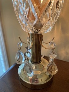 lot 195 image: Elegant Vintage Glass Lamp with Brass Details