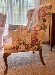 lot 177 image: Floral Upholstered Wingback Style Chair