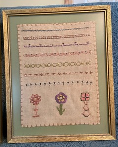 lot 184 image: Two Framed Handmade Vintage Needlepoints by Myhra Cedar