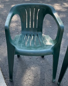 lot 383 image: Pair of Plastic Forest Green Patio Chairs