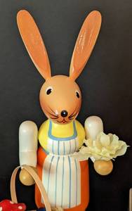 lot 139 image: Painted Wood Easter Bunny Figurines