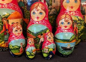 lot 345 image: Ukrainian Fairy Tales Nesting Doll Set