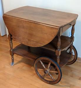 lot 351 image: Vintage Drop Leaf Rolling Tea Cart