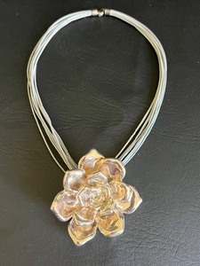 lot 36 image: Multi Strand Necklace with Beautiful Silver Floral Pendant
