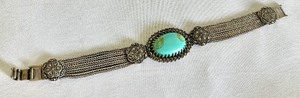 lot 20B image: Sterling and Marcasite Turquoise Bracelet