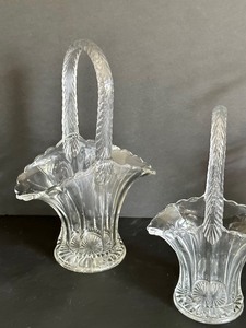 lot 99 image: Three Vintage Glass and Crystal Decorative Baskets