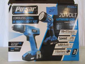 lot 25 image: Pulsar Cordless Drill & Work Light Kit