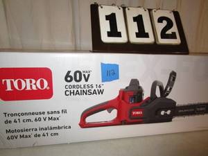 lot 112 image: Toro Cordless 16 Chainsaw