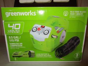 lot 117 image: Greenworks Cordless Air Compressor