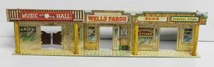 lot 47 image: Western Town Vintage Marx Brand Tin Litho Wels Fargo, Strip Mall