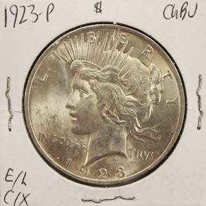 lot 2 image: 1923 P Silver Peace & Eagle American Dollar