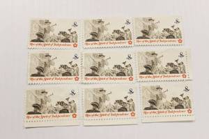 lot 69 image: 8 Cents U.S. Postage Rise Of The Spirit Of Independence Set Of 9 Stamps