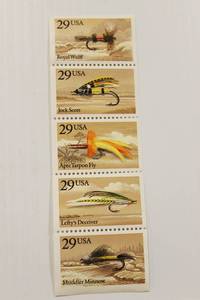 lot 76 image: U.S. 29 Cents Fly Fishing Flies Stamps Set Of 5 Stamps
