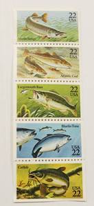 lot 77 image: U.S. 22 Cents Stamps Shells Set And Fish Set Of Stamps 5 Stamps Each