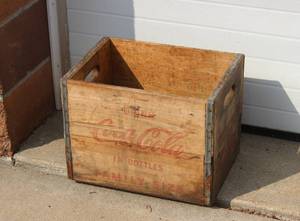 lot 32 image: Vintage Coca Cola Wood Box Comes With Tackle & Fishing Gear