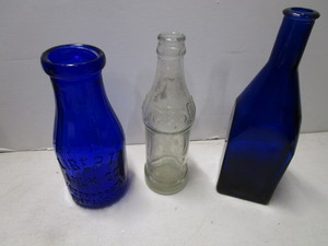 Cobalt Milk & Vase, CC Soda Bottle