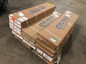 lot 14 image: 16 Boxes of Cap A Tread Fresh OakElk Wood 47 in. Length x 12-18 in. Deep x 1-1116 in. Height Vinyl to Cover Stairs 1 in. Thick Customer Returns See Pictures