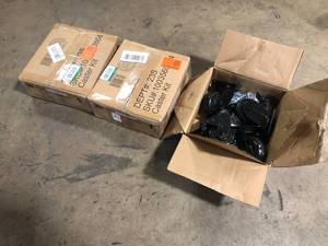 lot 35 image: Lot of Husky 4 in. Caster Kit for Heavy Duty Welded Steel Garage Base Cabinets Customer Returns See Pictures
