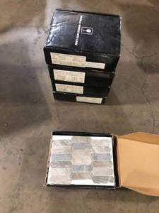 lot 41 image: 5 Boxes of Lapis Link Picket 9.84 in. x 14.13 in. Mixed Glass Patterned Look Floor and Wall Tile (14.55 sq. ft.Case) by MSI   Customer Returns See Pictures