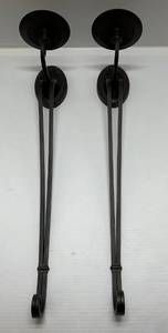 Two Decorative Metal Wall Hanging Candle Holders