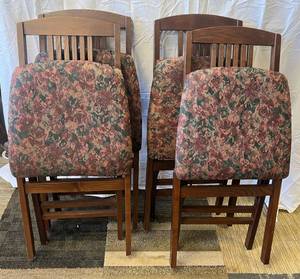 Four Wood Folding Chairs