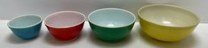 Vintage 1940s Pyrex Primary Colors Mixing Bowl Set