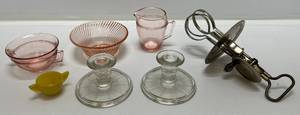 Group Of Vintage Items Including Depression Glass And More